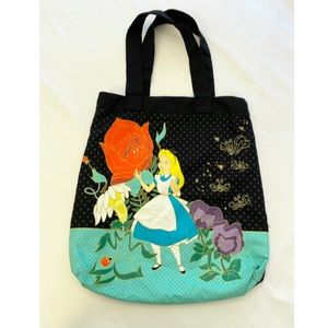 HTF Disney Loungefly Alice in Wonderland black Canvas Shoulder Tote Bag